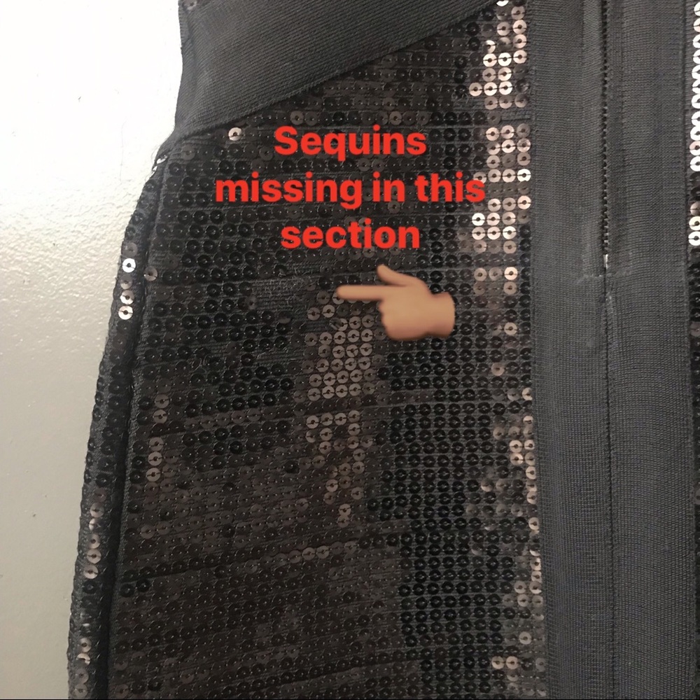 Bebe • Black Sequin Bandage Bodycon Mini Dress - Picture 8 of 8